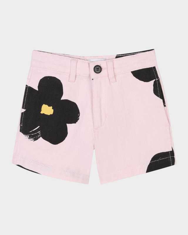 Girl's Floral-Print Cotton Twill Shorts, Size 2-4
